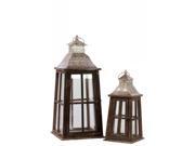 Urban Trends Collection 94634 Wooden Lantern Set of Two Brown