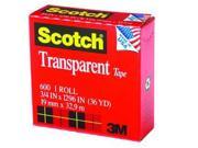 3M Vsj7849 600 Scotch Premium Tape Refill .5inx36yd Clear