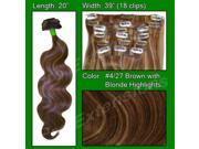 Brybelly Holdings PRBD 20 427 No. 4 27 Dark Brown w Golden Blonde Highlights 20 in. Body Wave