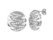 Doma Jewellery DJS02074 Sterling Silver Rhodium Plated Earrings with CZ 17mm Diameter