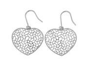 Doma Jewellery DJS02200 Sterling Silver Rhodium Plated Earrings with Heart 39mm Height