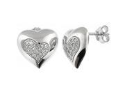 Doma Jewellery DJS02216 Sterling Silver Rhodium Plated Heart Earring with CZ 13mm Across