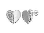 Doma Jewellery DJS02217 Sterling Silver Rhodium Plated Earrings with CZ Heart 12x13mm