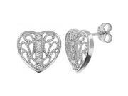 Doma Jewellery DJS02221 Sterling Silver Rhodium Plated Heart Earring with CZ 14mm
