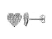 Doma Jewellery DJS02223 Sterling Silver Rhodium Plated Heart Earring with CZ 8.75mm Height