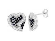 Doma Jewellery DJS02228 Sterling Silver Rhodium Plated Heart Earring with CZ 14mm Height