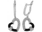 Doma Jewellery DJS02231 Sterling Silver Rhodium Plated Heart Earrings with CZ 37mm Height