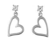 Doma Jewellery DJS02232 Sterling Silver Rhodium Plated Heart Earring with Cubic Zirconia