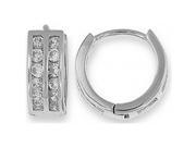 Doma Jewellery DJS02329 Sterling Silver Rhodium Plated Huggy Earring with Double Row CZ