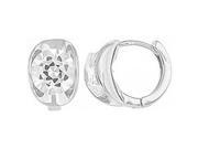 Doma Jewellery DJS02341 Sterling Silver Rhodium Plated Huggy Earring with CZ 8mm Diameter