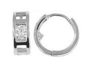 Doma Jewellery DJS02347 Sterling Silver Rhodium Plated Hoop Earring with CZ