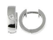 Doma Jewellery DJS02357 Sterling Silver Rhodium Plated Hoop Earring with CZ 13.5mm in Diameter x 4mm Wide