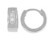 Doma Jewellery DJS02358 Sterling Silver Rhodium Plated Hoop Earring with CZ 13mm in Diameter x 5mm Wide