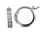 Doma Jewellery DJS02364 Sterling Silver Rhodium Plated Hoop Earring with CZ 14mm in Diameter x 3.5mm Wide