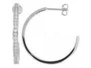 Doma Jewellery DJS02381 Sterling Silver Rhodium Plated Hoop Earrings with CZ 1.5mm Cubics