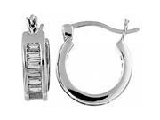 Doma Jewellery DJS02384 Sterling Silver Rhodium Plated Earring Huggy with CZ 4.5mm Wide