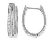 Doma Jewellery DJS02392 Sterling Silver Rhodium Plated Huggy Earrings with CZ