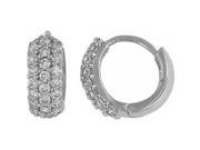 Doma Jewellery DJS02393 Sterling Silver Rhodium Plated Huggy Earrings with CZ 5.5mm Wide