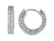 Doma Jewellery DJS02394 Sterling Silver Rhodium Plated Hoop Earrings with CZ 3.5mm Wide