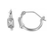 Doma Jewellery DJS02398 Sterling Silver Rhodium Plated Hoop Earrings with CZ 1.8mm Wide