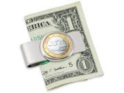 UPM Global LLC 12554 Finland Swan One Euro Coin Silvertone Money Clip