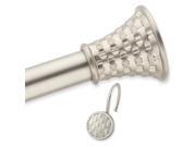 Elegant Home Fashions RH20041 Woven Decorative Shower Rod and Hooks Set Brush Nickel