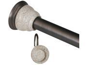 Elegant Home Fashions 10091 Deco Oil Rubbed Bronze Shower Tension Rod and Hook Set