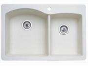 Blanco America 440217 Diamond Dual Mount Composite 1 Hole 1.75 Double Bowl Kitchen Sink in Biscuit