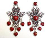 Alur Jewelry Inc. 14354RD Hearts Chandelier Earring in Red