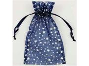 AzureGreen RO45BS Large Organza Pouch with Silver Stars Blue