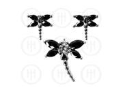 Doma Jewellery MAS06475 Sterling Silver Dragon Fly Earrings Pendant Set Black PS 1023 B