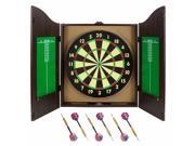 Brybelly Holdings SDRT 201 Walnut Dartboard Cabinet Set with 6 Brass Darts and Board