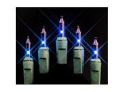 Queens of Christmas MINI 20 50 6 B 25 ft. Blue Mini Incandescent Lights with 6 in. Spacing and Green Wire