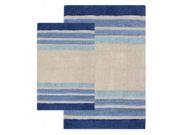 Chesapeake Merchandising 37322 2 Piece Tuxedo Stripe Bath Rug Set Blue