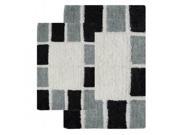 Chesapeake Merchandising 26823 2 Piece Mosaic Tiles Bath Rug Set Silver and Grey