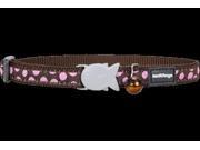 Red Dingo CC S1 BR SM Cat Collar Design Pink Dots on Brown