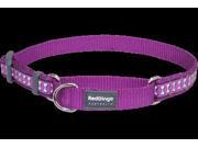 Red Dingo MC RB PU LG Martingale Dog Collar Reflective Purple Large