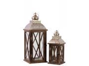 Urban Trends Collection 94632 Wooden Lantern Set of Two Brown