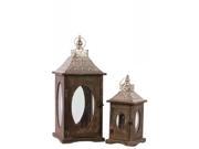 Urban Trends Collection 94633 Wooden Lantern Set of Two Brown
