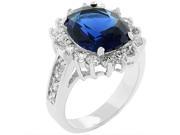 Sunrise Wholesale J1439 Oval Sapphire Crystal and Round CZ Trimmed Bleu Elegance Ring Size 09