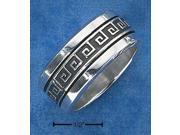 Sterling Silver Mens Antiqued Worry Ring with Greek Key Spinning Band Size 12