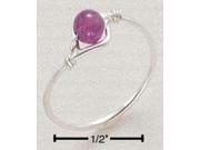 Sterling Silver Wire Ring with Amethyst Bead Size 6