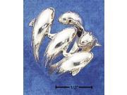 Sterling Silver Large Dolphin Pod Ring Size 8