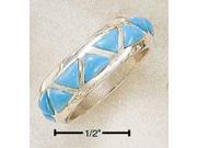 Sterling Silver Inverted Turquoise Triangles Wedding Band Ring Size 8