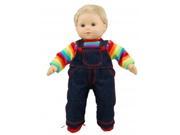 The Queens Treasures BBCTRO Twin Rainbow Overalls Fits 15 in. American Girl Bitty Baby