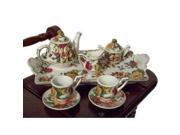 The Queens Treasure AGMTSAR Miniature Fine China Tea Set Perfectly Sized for American Girl Dolls Antique Rose Pattern