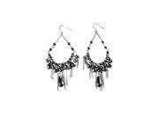Alexa Starr 3612 EP GRY Grey Pearl Chandelier Earrings With Silver Chain Fringe
