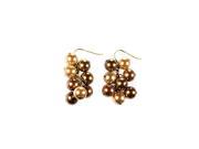 Alexa Starr 4754 EP NAT Antiqued goldtone Brown Faux pearl Cluster Dangle Earrings