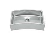 Whitehaus Collection Alfi Trade WHNAPCV3218 31.62 in. Noahs Collection Chefhaus Series single bowl front apron undermount sink with a curved design Brushed Sta