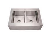 Whitehaus Collection Alfi Trade WHNCMAP3621EQ 36 in. Noahs Collection commercial single bowl sink with a decorative notched front apron Brushed Stainless Steel